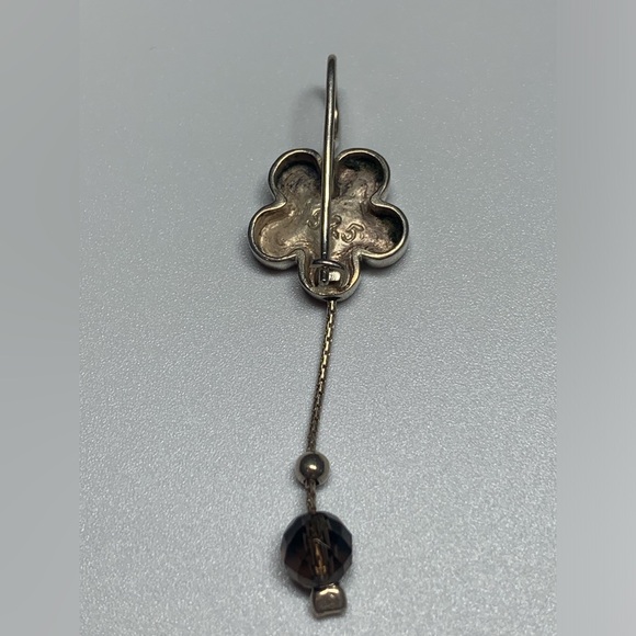 Silpada EXT RARE Sterling Flower with Smokey Quartz Dangles Lock Wires Earrings - Picture 14 of 16